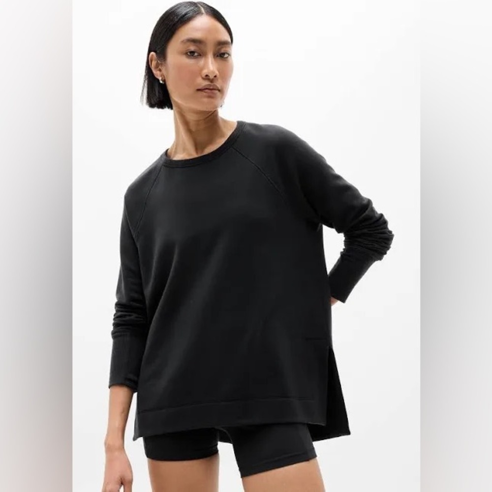 Athleta‎ Coaster Luxe Recover Sweatshirt Black Oversized nirvana SZ XS